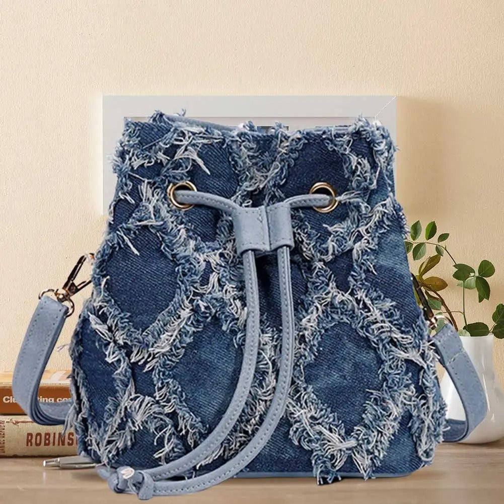 Cassia Denim Bucket Bag