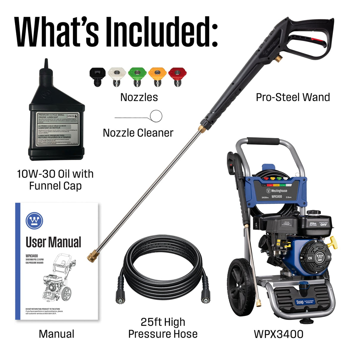 Westinghouse WPX3400 Gas Powered Pressure Washer - 3400 PSI - 2.6 GPM