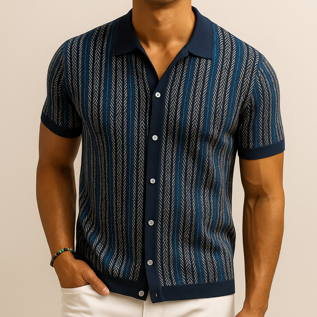 Men's Herringbone Organic Cotton Button-Down Shirt