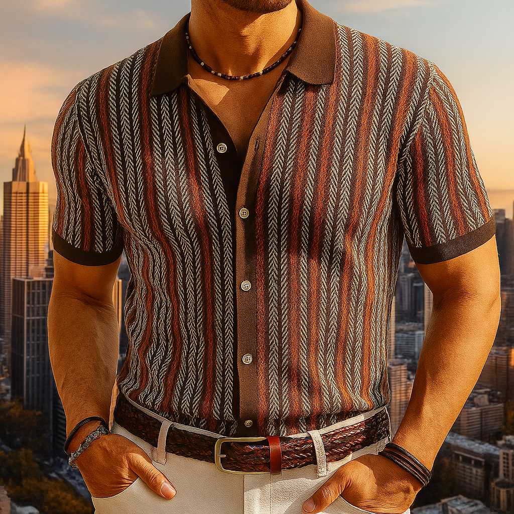 Men's Herringbone Organic Cotton Button-Down Shirt