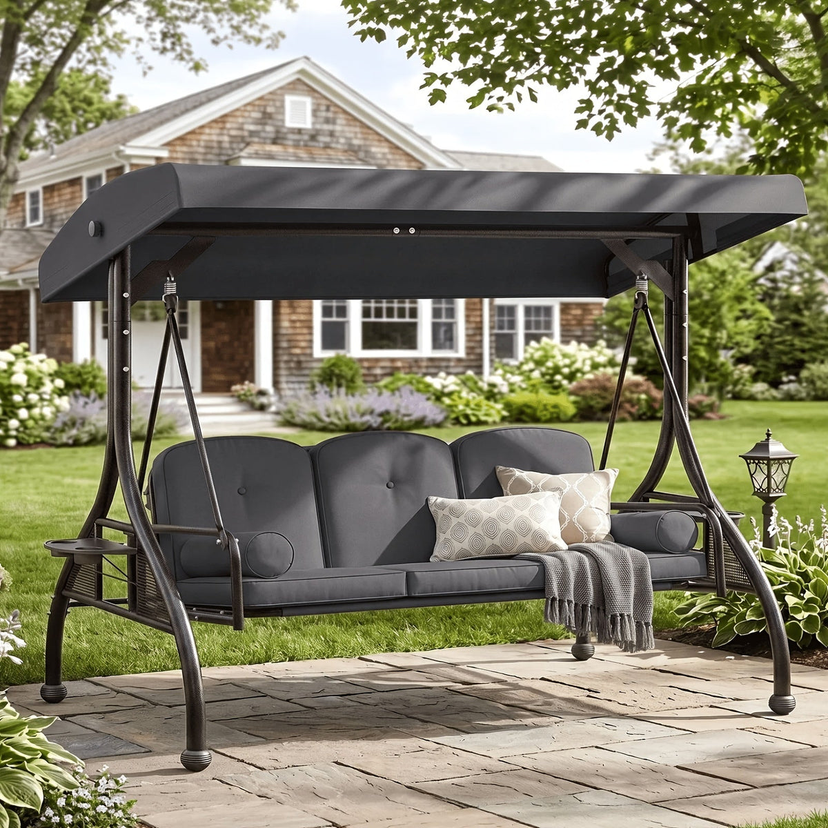 3-Person Convertible Patio Swing with Canopy product view 3