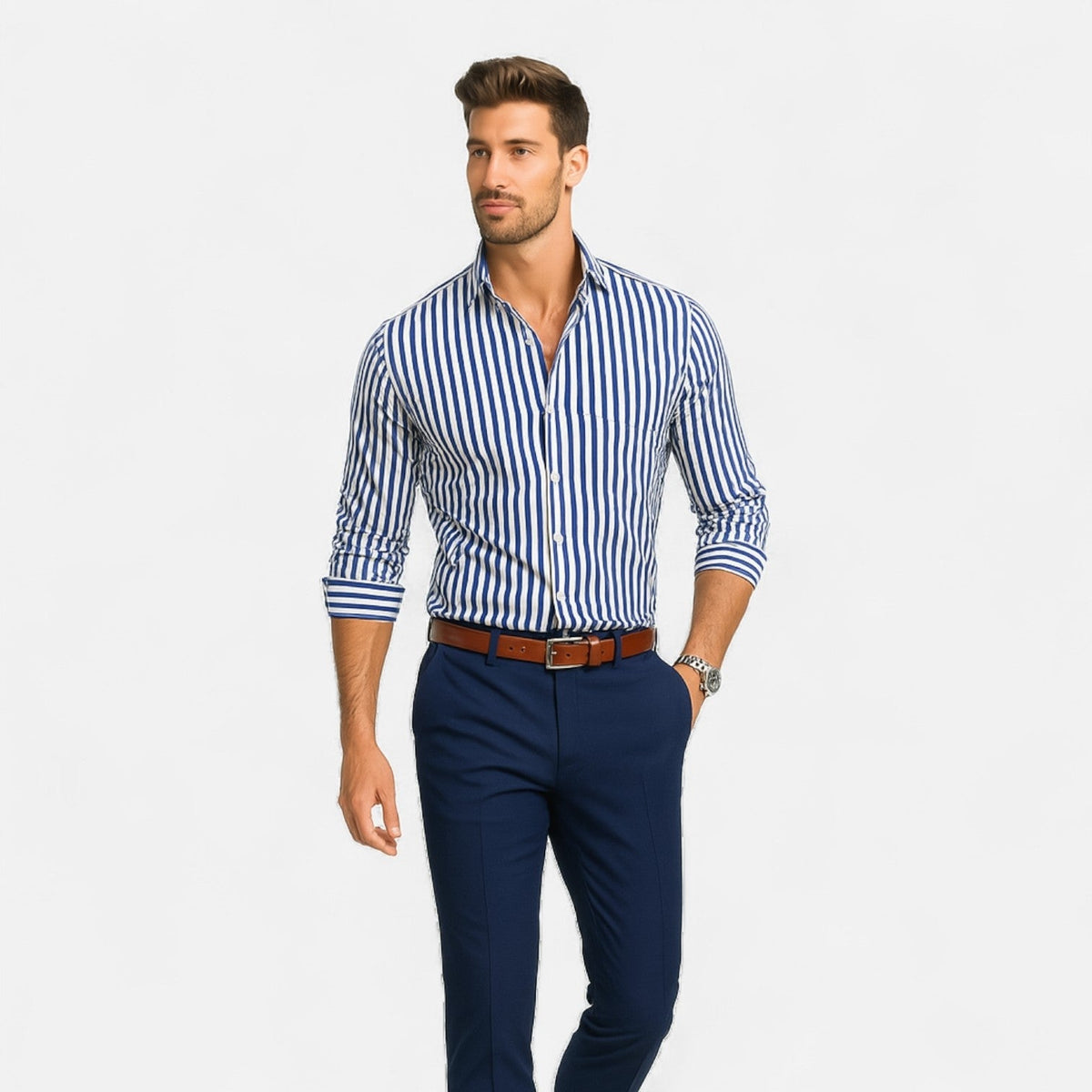 Men's Classic Stripe Shirt With Refined Slim Fit