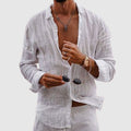 Linen Shirt for Men - Classic Button-Up Breathable Casual Summer Shirt
