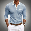 Mens Long Sleeve Polo Shirt With Contrast Trim