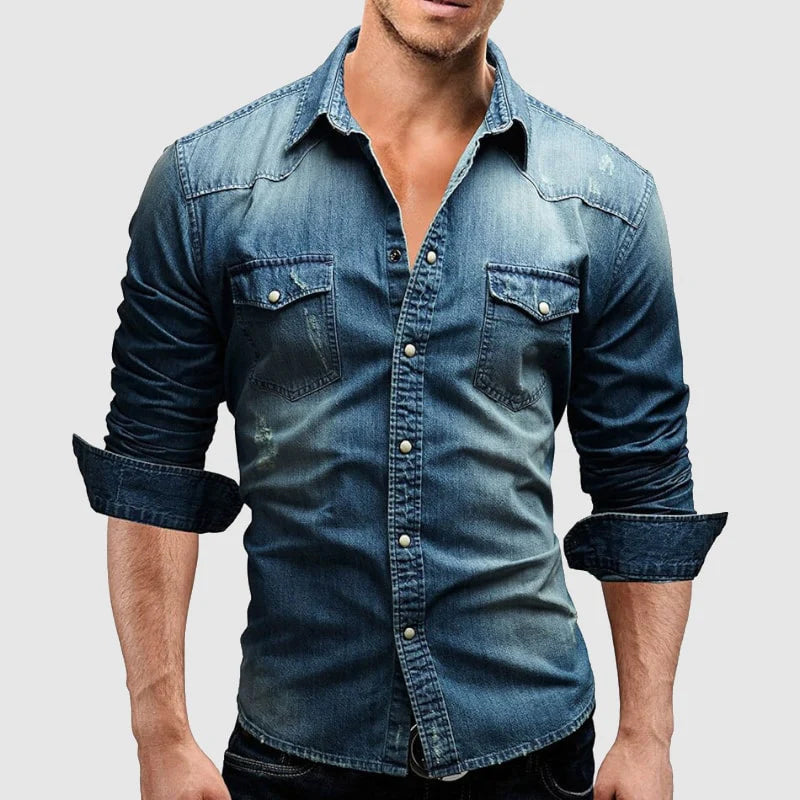 Denim Shirt | Slim Fit Button Casual Men
