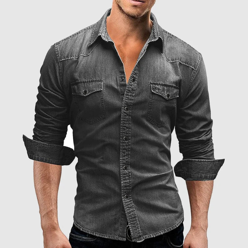 Denim Shirt | Slim Fit Button Casual Men