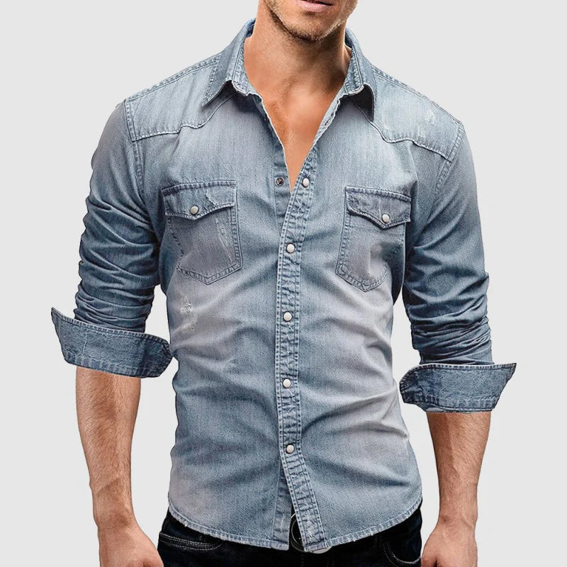 Denim Shirt | Slim Fit Button Casual Men
