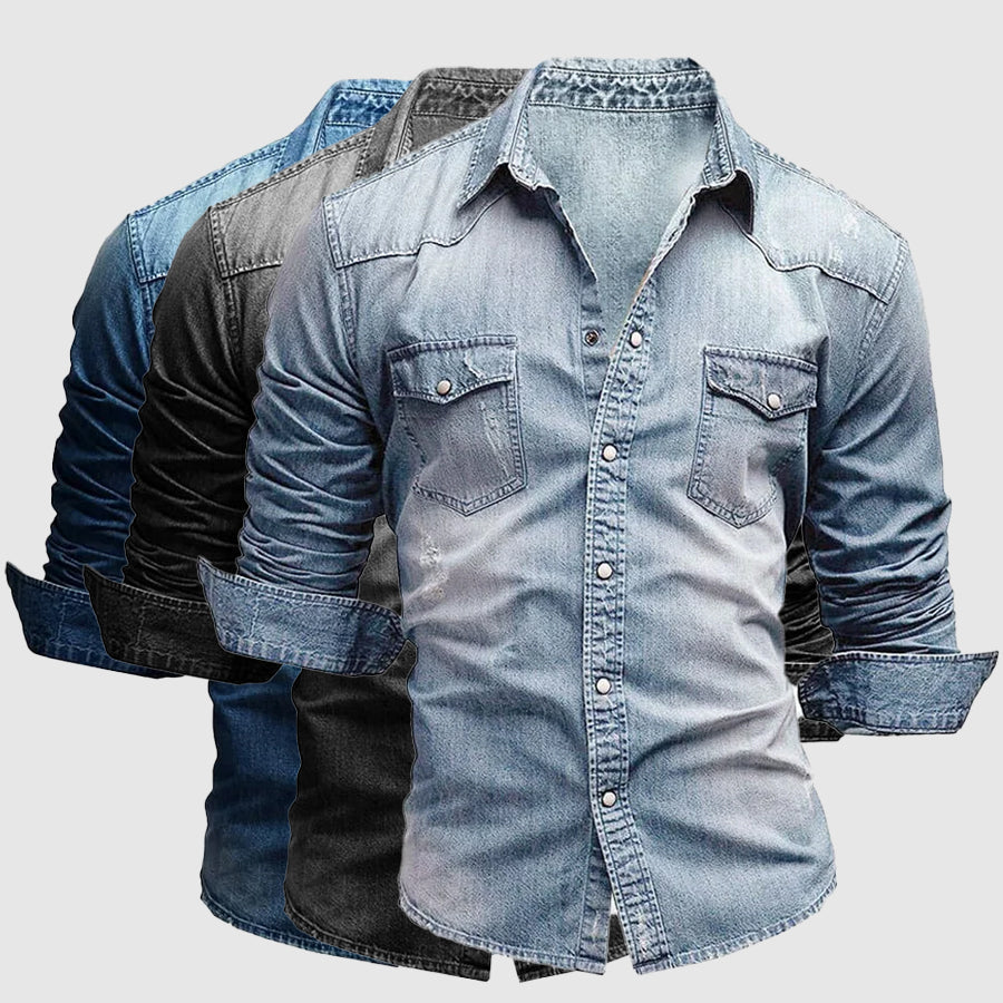 Denim Shirt | Slim Fit Button Casual Men
