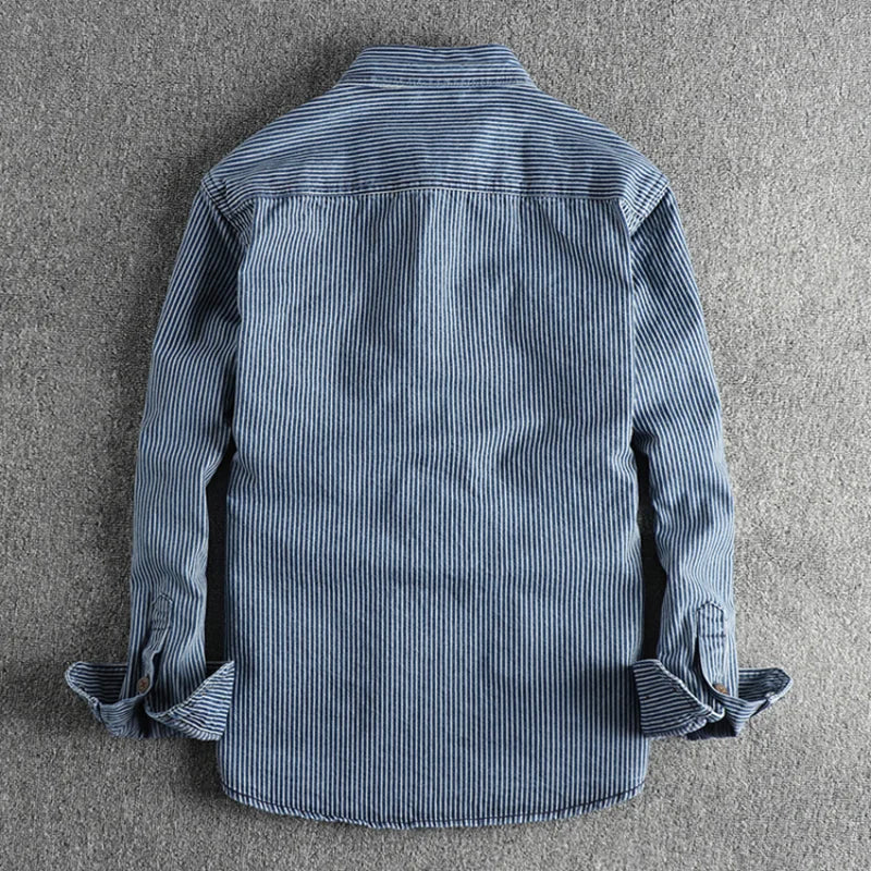 Denim Shirt | Vintage Style Long Sleeve Men