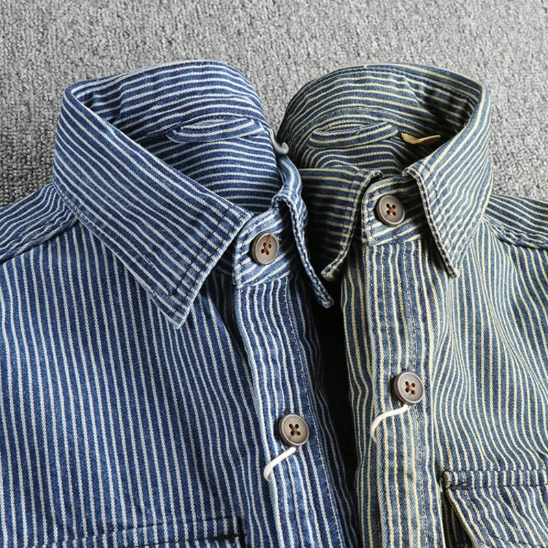 Denim Shirt | Vintage Style Long Sleeve Men