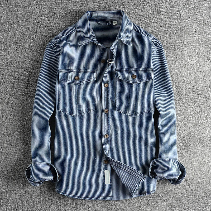 Denim Shirt | Vintage Style Long Sleeve Men