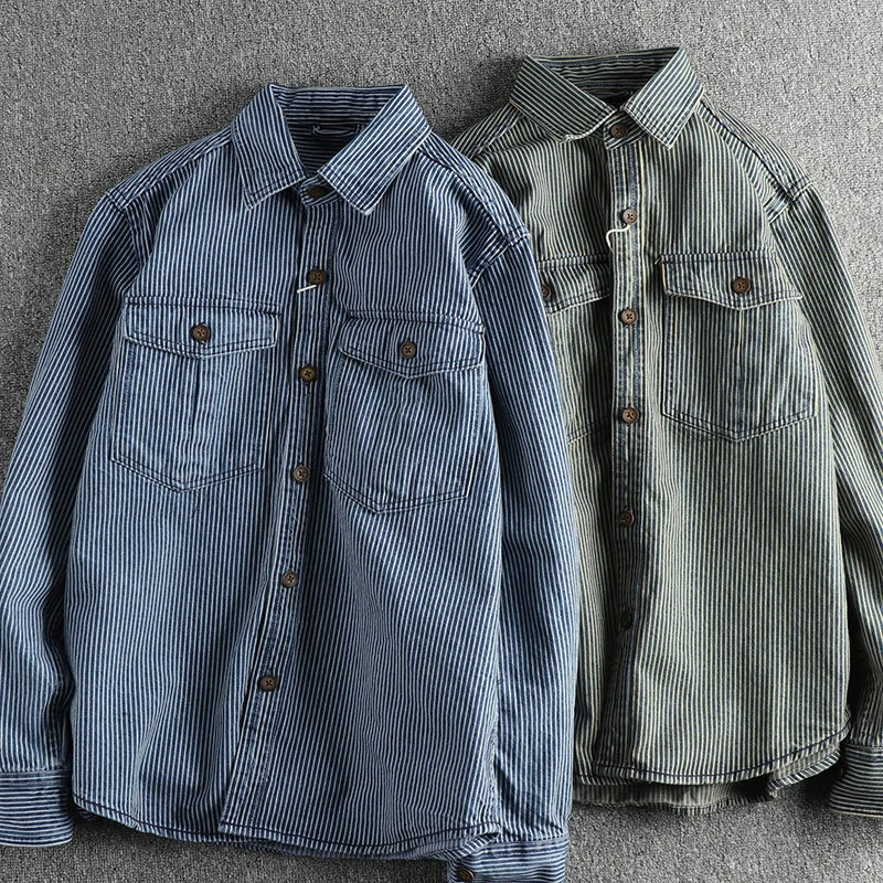 Denim Shirt | Vintage Style Long Sleeve Men