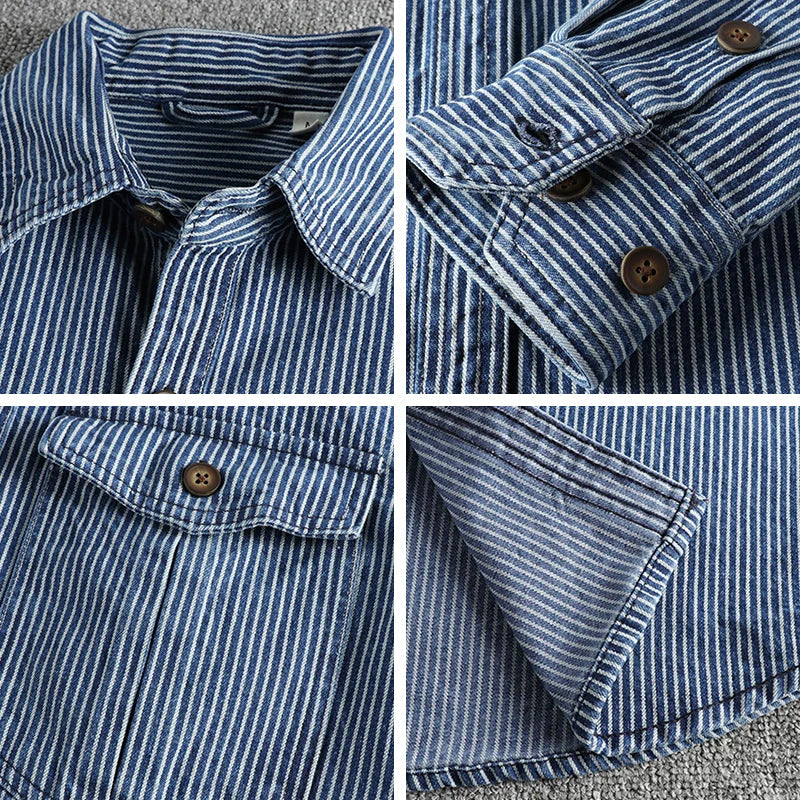 Denim Shirt | Vintage Style Long Sleeve Men