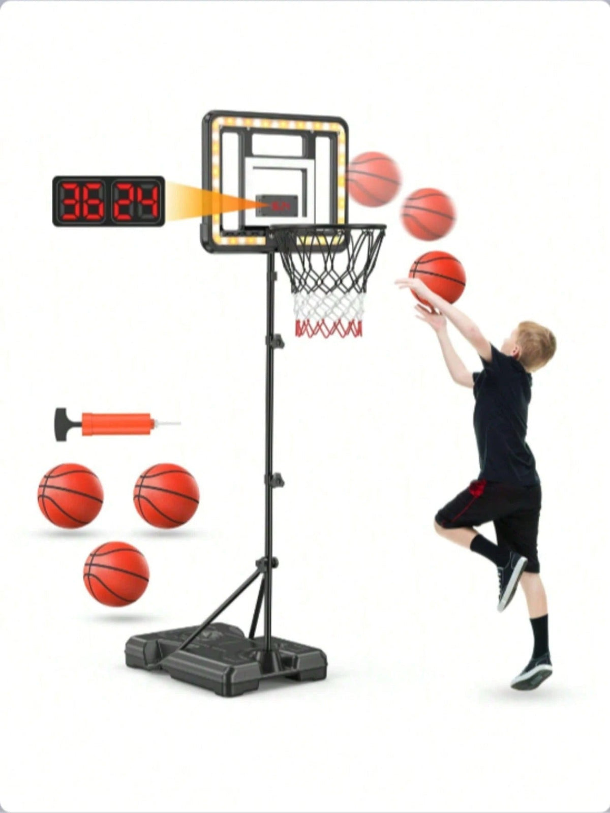 Adjustable Kids Basketball Hoop with Scoreboard product view 3