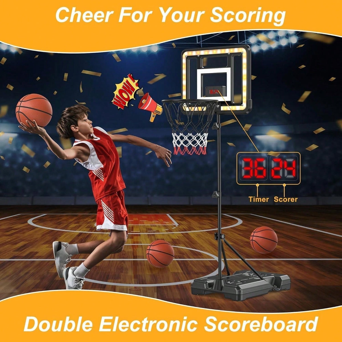Adjustable Kids Basketball Hoop with Scoreboard product view 6