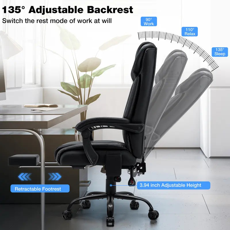 Ergonomic Reclining Office Chair with Footrest product view 5