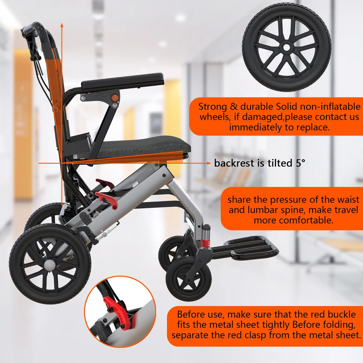 Foldable Lightweight Transport Wheelchair product view 7