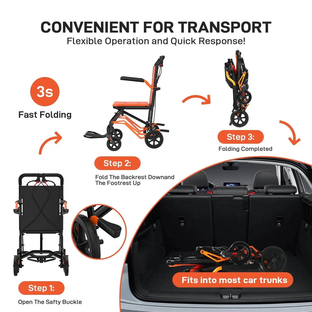 Foldable Lightweight Transport Wheelchair product view 9