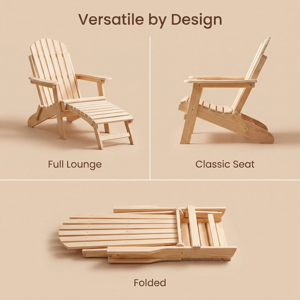 Folding Wooden Adirondack Chair with Footrest product view 10