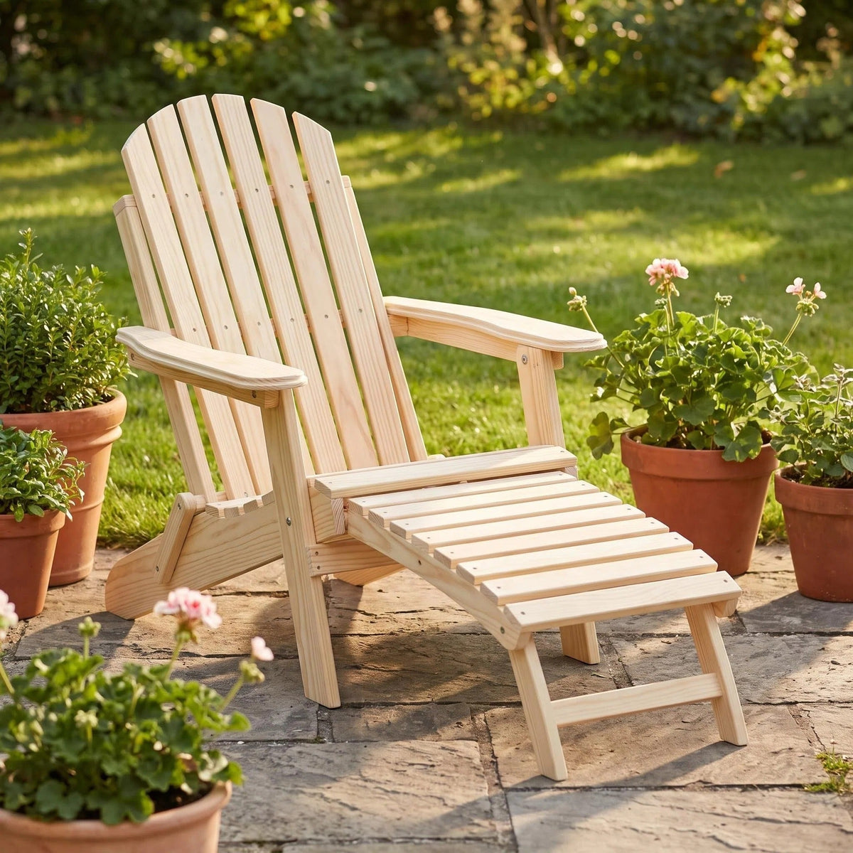Folding Wooden Adirondack Chair with Footrest product view 12