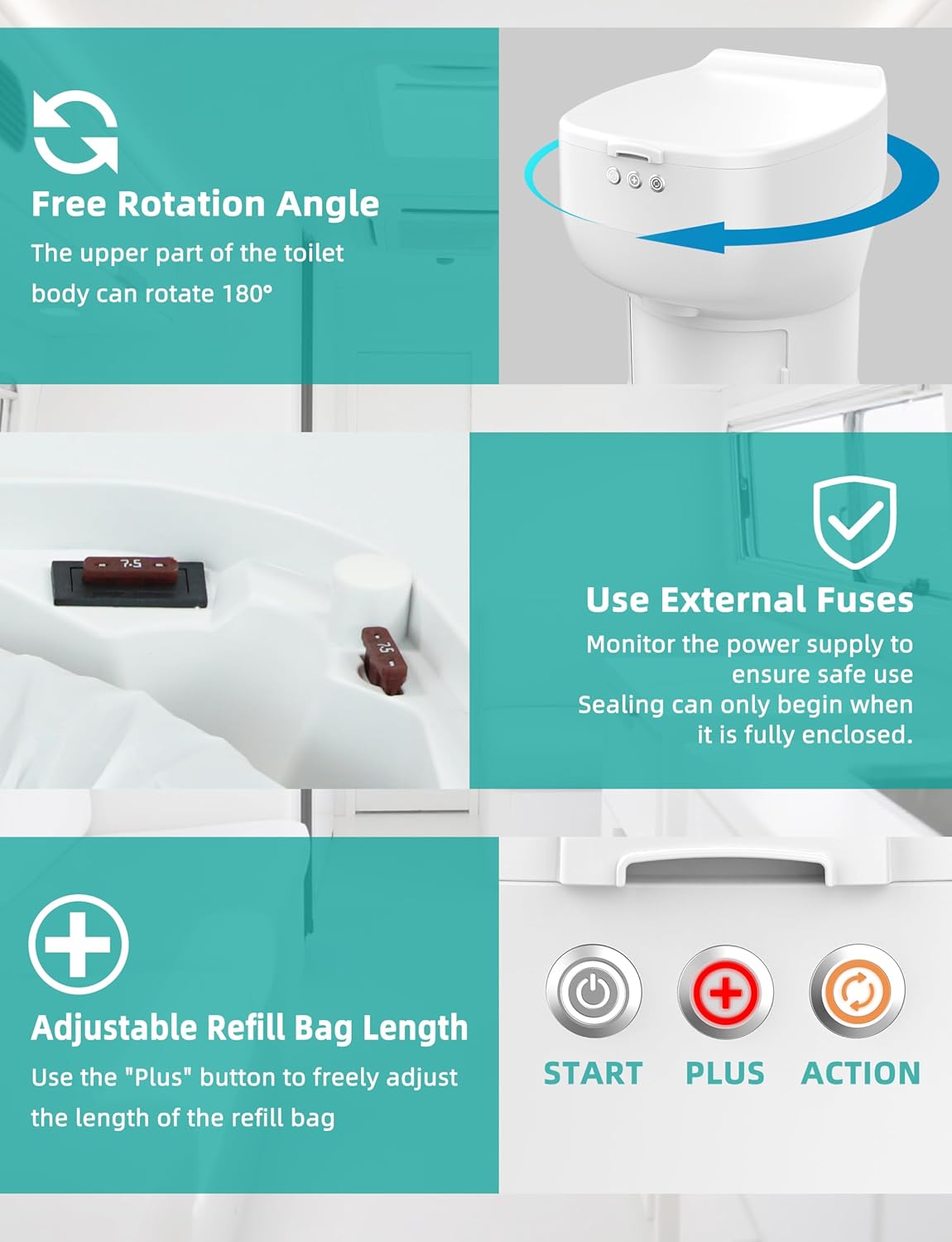 Rechargeable Waterless RV Toilet product view 4