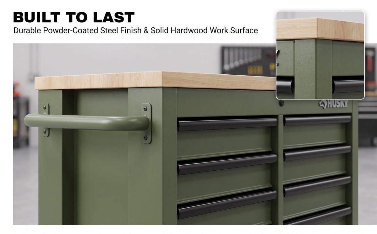 Rolling Tool Cabinet with Wooden Worktop product view 6