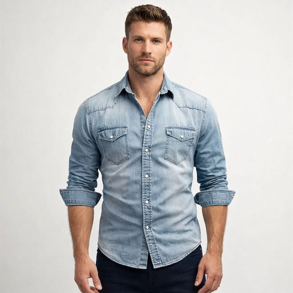 Denim Shirt | Slim Fit Button Casual Men