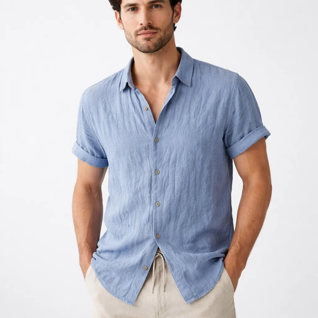 Short Sleeve Linen Shirt | Breathable Summer Fit Men